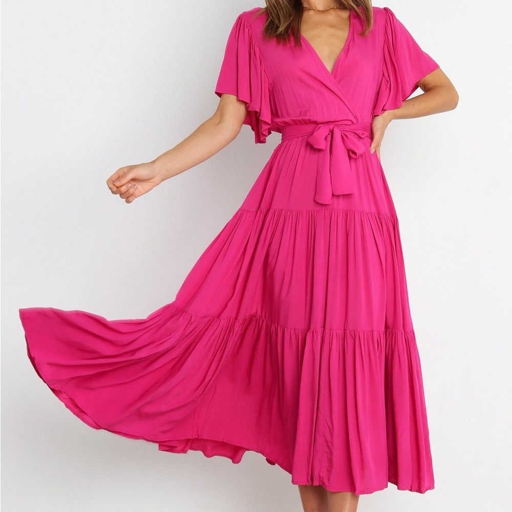 Elegant Pink Midi Dress size Large - Picture 2 of 8